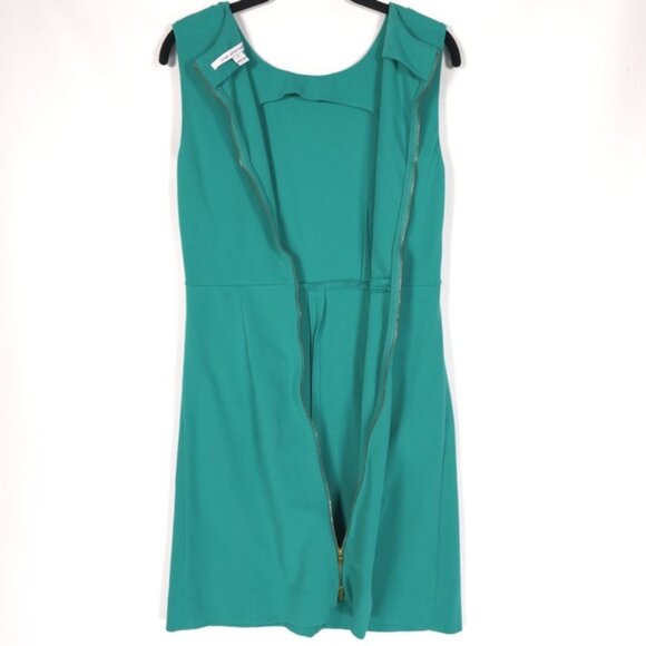 Diane Von Furstenberg Carpreena Mini Dress GREEN Size 6 Full Zipper Sleeveless - Picture 8 of 15